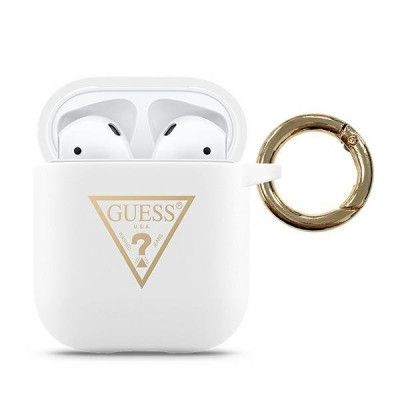 Guess Skal AirPods Silicone Triangle Logo - Vit