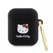 Hello Kitty AirPods 1/2 Skal Silikon 3D Kitty Head - Svart