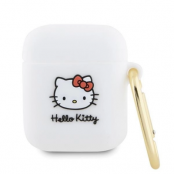 Hello Kitty AirPods 1/2 Skal Silikon 3D Kitty Head - Vit
