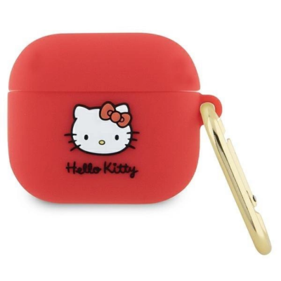 Hello Kitty AirPods 3 Skal Silikon 3D Kitty Head - Röd