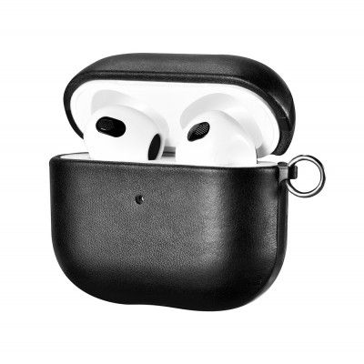 iCarer Läder Crazy Horse Skal Airpods 3 - Svart
