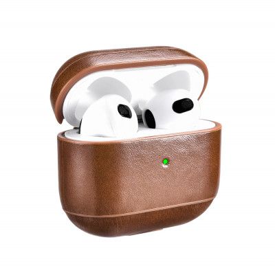 iCarer Läder Vintage Natural Skal Airpods 3 - Brun