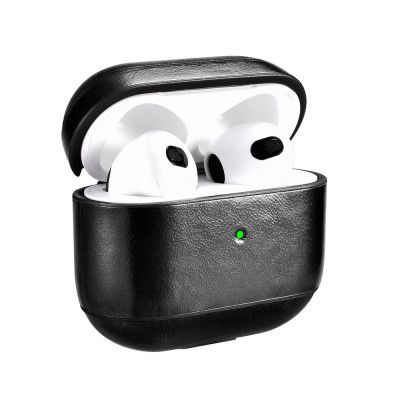 iCarer Läder Vintage Natural Skal Airpods 3 - Svart