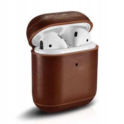 iCarer Läder Vintage Skal Airpods 1 / 2 - Brun
