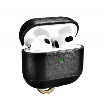 iCarer Läder Vintage Skal Airpods 3 - Svart