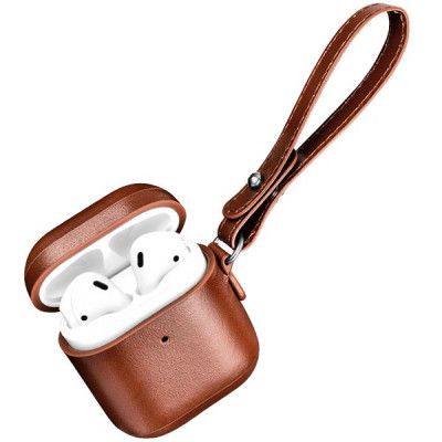 iCarer Läder Vintage Skal med Snodd AirPods 2 / 1 - Brun