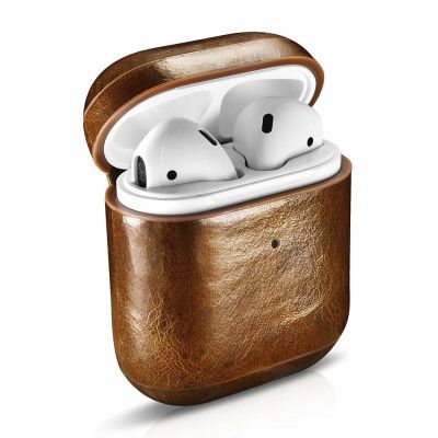 iCarer Oil Wax Läder Skal Airpods 1 / 2 - Brun