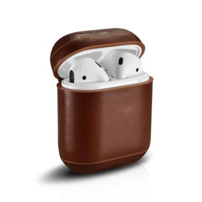 ICARER Vintage äkta läder fodral till AirPods - Brun