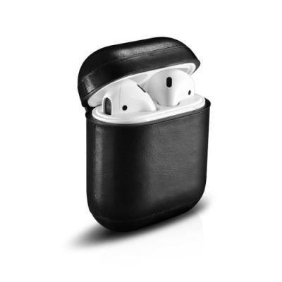 Icarer Vintage Äkta Läder Fodral Till Airpods - Svart