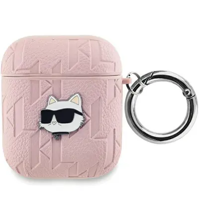 Karl Lagerfeld AirPods 1/2 Skal Monogram Choupette Head - Rosa