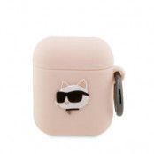 Karl Lagerfeld AirPods 1/2 Skal Silicone Choupette Head 3D - Rosa