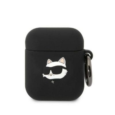 Karl Lagerfeld AirPods 1/2 Skal Silicone Choupette Head 3D - Svart