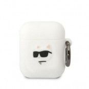 Karl Lagerfeld AirPods 1/2 Skal Silicone Choupette Head 3D - Vit