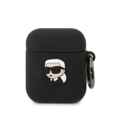 Karl Lagerfeld AirPods 1/2 Skal Silicone Karl Head 3D - Svart