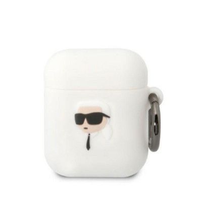 KARL LAGERFELD AirPods 1/2 Skal Silicone Karl Head 3D - Vit