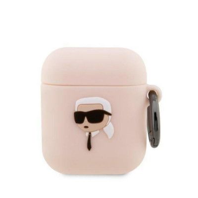 Karl Lagerfeld AirPods 1/2 Skal Silicone Karl Head 3D - Rosa