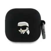 Karl Lagerfeld AirPods 4 Silikonskal Karl Head 3D - Svart