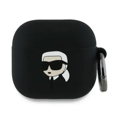Karl Lagerfeld AirPods 4 Silikonskal Karl Head 3D - Svart