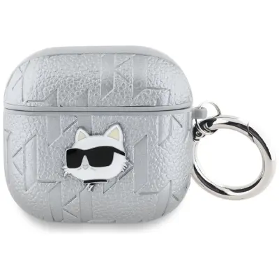 Karl Lagerfeld AirPods 4 Skal Monogram Choupette Head - Silver