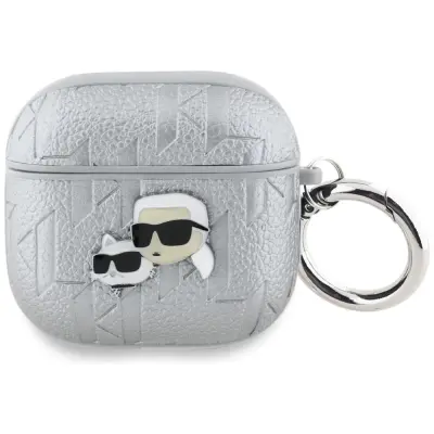 Karl Lagerfeld AirPods 4 Skal Monogram Karl&Choupette Head - Silver