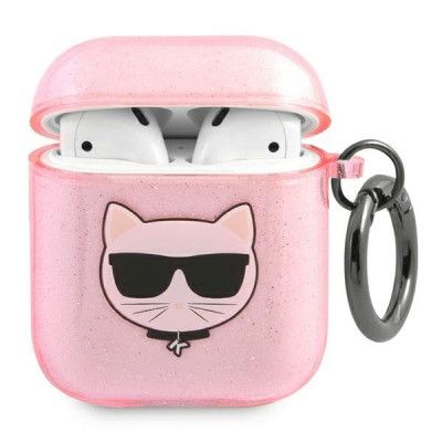 Karl Lagerfeld Skal AirPods Glitter Choupette - Rosa