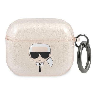 Karl Lagerfeld Skal Glitter Karl`s Head Airpods 3 - Guld
