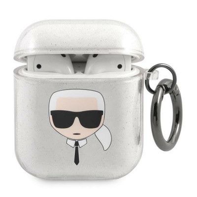Karl Lagerfeld Skal Glitter Karl`s Head Airpods - Silver