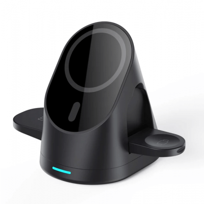 Kompakt 3-i-1 Trådlös Magsafe Laddare - Svart