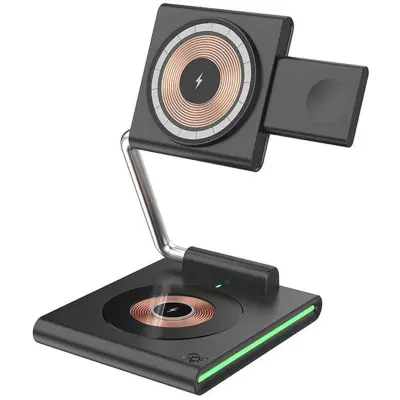 KTM8 3-i-1 Trådlös Laddningsställ för iPhone/iWatch/AirPods 15W Magnetisk