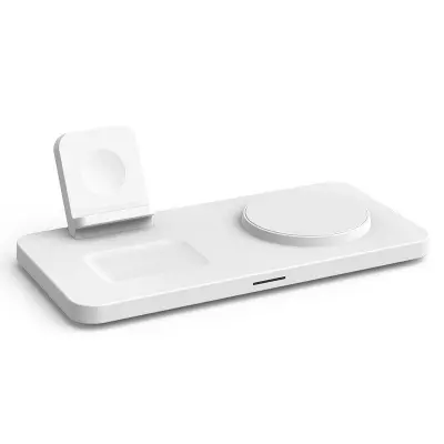 M17 3-i-1 15W magnetisk trådlös laddare för iPhone, iWatch, AirPods - Vit