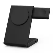 M5 Fällbar 15W Laddningsställ för iPhone 12-15 / iWatch / AirPods - Svart