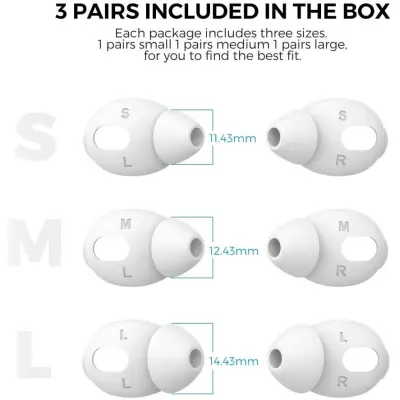 AhaStyle PT66 3 Pairs Earphone Caps (AirPods 3) - Vit