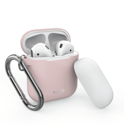 Puro - Silicone Case AirPods med krok - Rosa