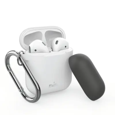 Puro - Silicone Case AirPods med krok - Vit
