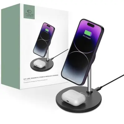 Tech-Protect 2-in-1 Trådlös Laddare Magsafe Magnetic 15W - Svart