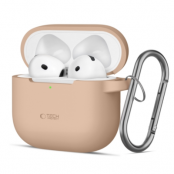 Tech-Protect Airpods 4 Skal Silikon Hook - Caffe Latte