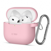 Tech-Protect Airpods 4 Skal Silikon Hook - Dusty Rosa