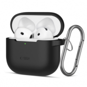 Tech-Protect Airpods 4 Skal Silikon Hook - Svart