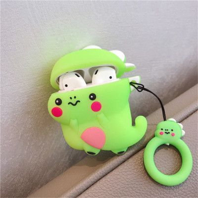 Trolsk Dinosaur Silicone Cover for Apple AirPods Case - Grön