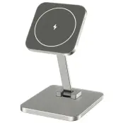 15W magnetisk trådlös laddare för iPhone/AirPods/Apple Watch - Grå