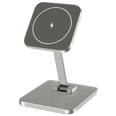 15W magnetisk trådlös laddare för iPhone/AirPods/Apple Watch - Grå