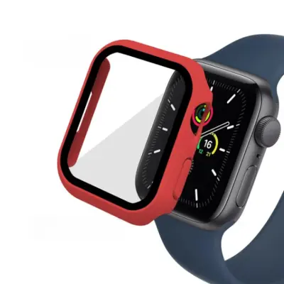2-i-1 Skal med Hädat glas Apple Watch 7/8 (45mm) - Röd