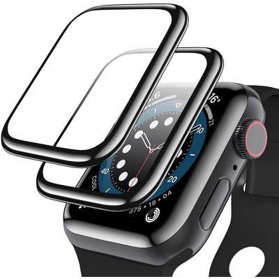 [2-PACK] 3D Curved Härdat Glas Skärmskydd Full Glue Apple Watch 40mm - Svart