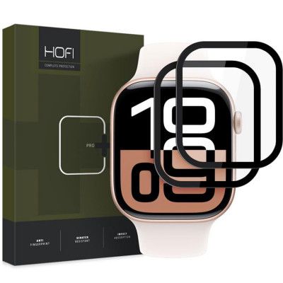 [2-Pack] Hofi Apple Watch 46mm Series 10 Skärmskydd Hybrid - Svart