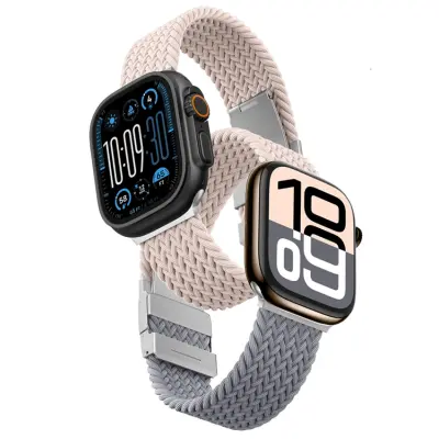 [2-Pack]AmazingThing Apple Watch 45/46/49mm Armband Blend - Grå/Rosa