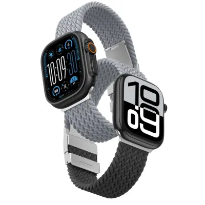 [2-Pack]AmazingThing Apple Watch 45/46/49mm Armband Blend - Grå/Svart