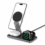 3-in-1 Magsafe Trådlös Laddare iPhone, Apple Watch, AirPods Qi 15W