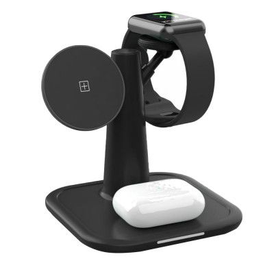 3in1 15W Magsafe Trådlös laddare iPhone - Apple Watch - AirPods - Svart