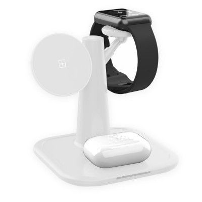 3-i-1 Magsafe Trådlös Laddare iPhone, Apple Watch, Airpods 15W - Vit