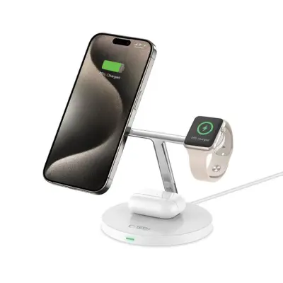 Tech-Protect 3-in-1 Trådlös Laddare Magsafe iPhone Apple Watch AirPods - Vit